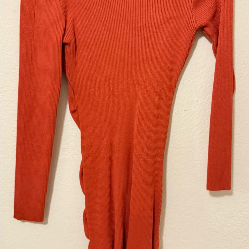 Orange Long Sleeve Knit Dress